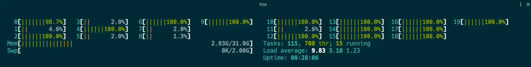 htop results